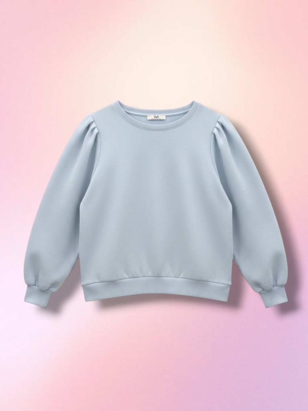 Magaschoni Light Blue Modal Blend Pleated Shoulder Sweatshirt XL